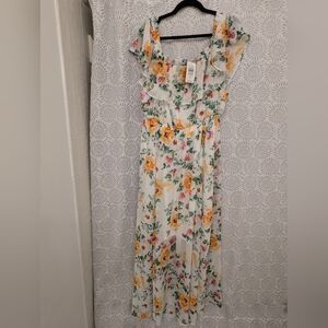 Off Shoulder ruffle maxi dress